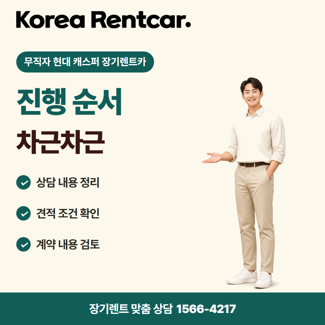 무직자 현대 캐스퍼 장기렌트카 · 이용 절차 카드뉴스